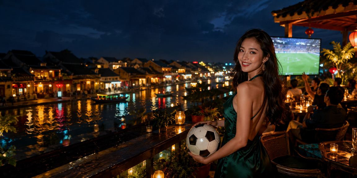 Người dùng thưởng thức cà phê và theo dõi kèo bóng đá tại Hội An theo cách thoải mái